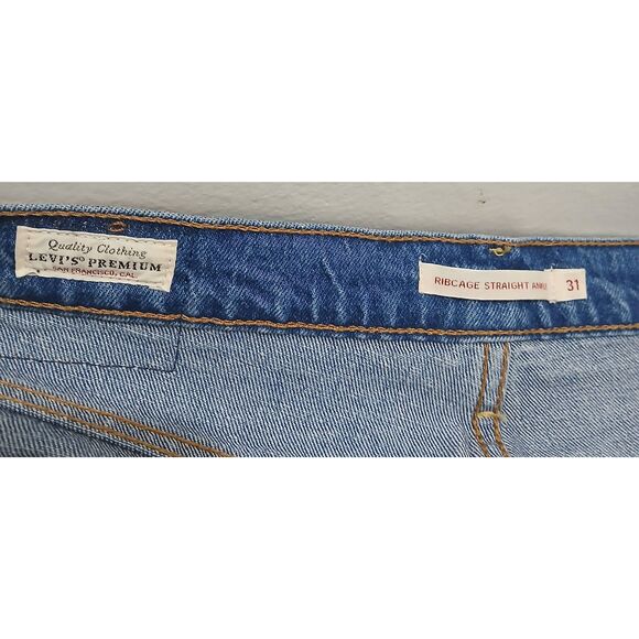 Levis womens size 31 ribcage straight jeans pants blue premium quality - Picture 9 of 9